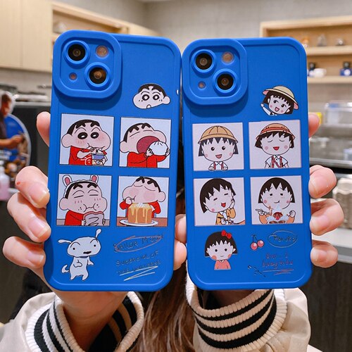 卡通克莱因蓝蜡笔小新适用苹果6splus手机壳iphone12promax樱桃小丸子软8p防摔7可爱情侣16/xsmax硅胶女13/15