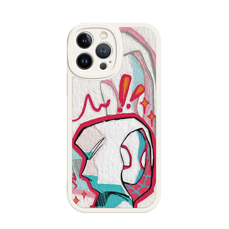 油画情侣蜘蛛侠适用iPhone15ProMax小羊皮苹果14Plus软壳13手机壳12mini防摔11全包格温Xsmax