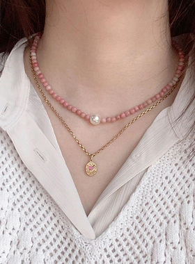 樱花粉红纹石锁骨链色好薄利多销