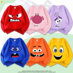 春秋季百搭宽松圆领上衣新款中小学生卡通动漫头脑特工队休闲卫衣