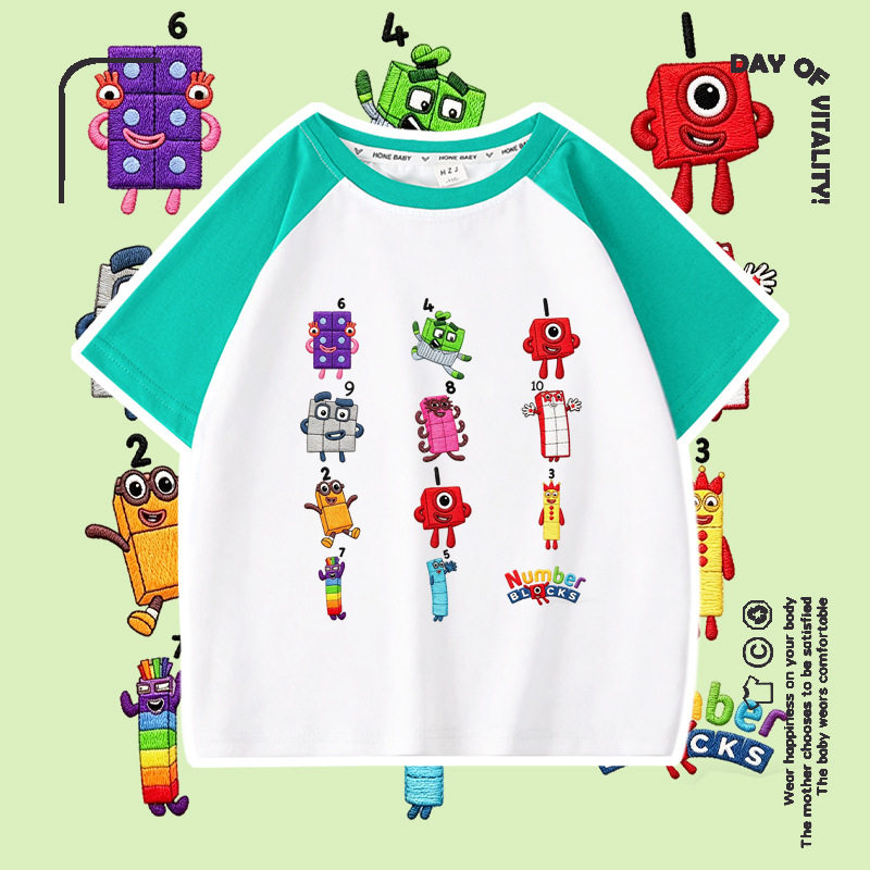 数字积木衣服儿童t恤短袖number