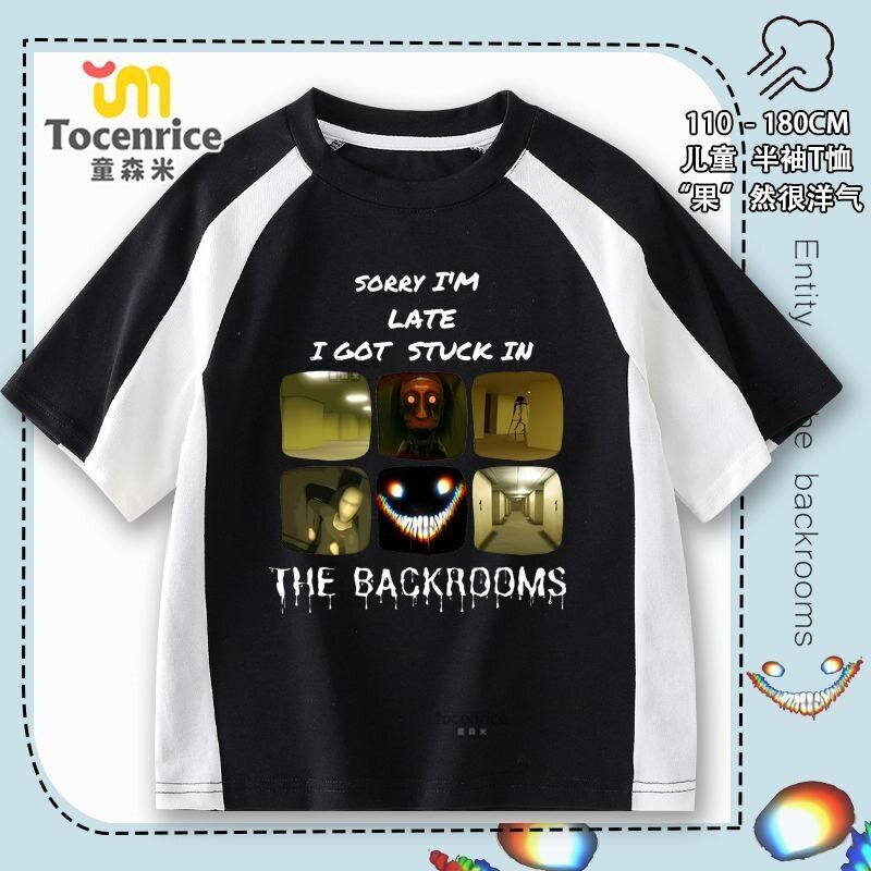 后室backrooms周边短袖T恤衫大童