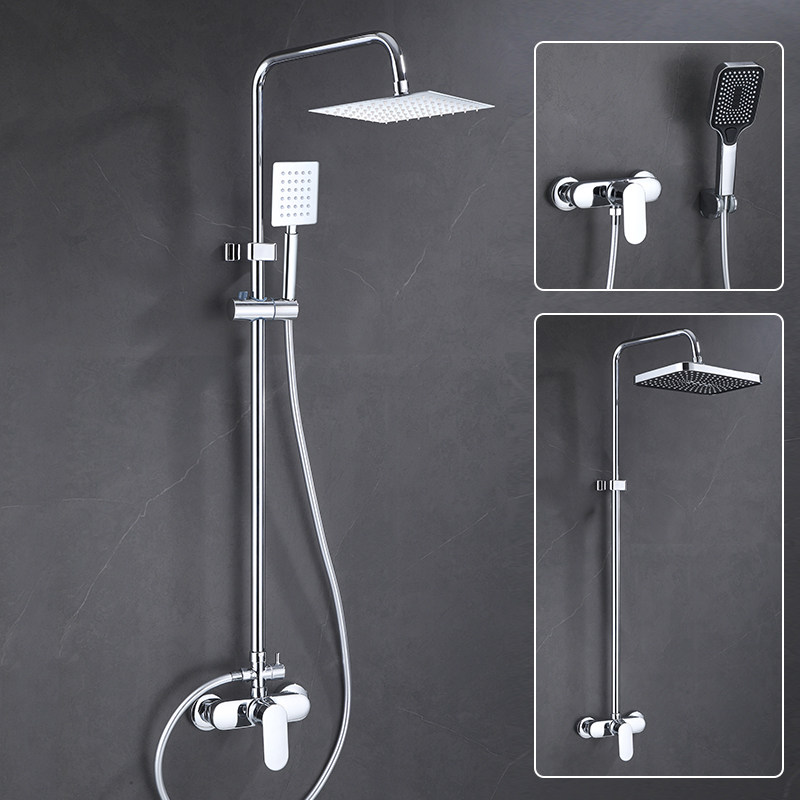 伊古韵银色浴室淋浴增压花洒 酒店式方形升降淋雨花洒 全铜龙头