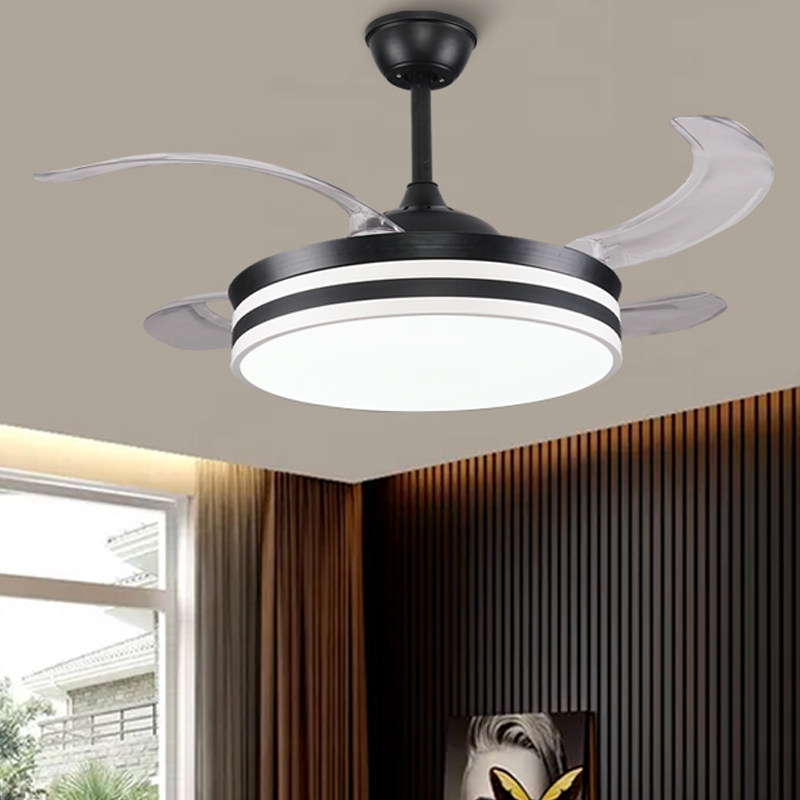 隐形风扇灯客厅灯带电风扇吊灯现代简约家用LED卧室吊扇餐厅遥控