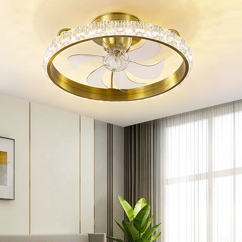 卧室灯风扇灯吸顶隐形静音吊扇全铜新款轻奢餐厅家用卧室电扇灯