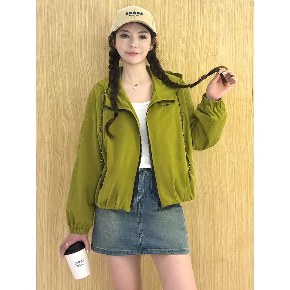 ROUMIKL时尚连帽短款风衣外套女2025春秋季新款减龄宽松显瘦百搭