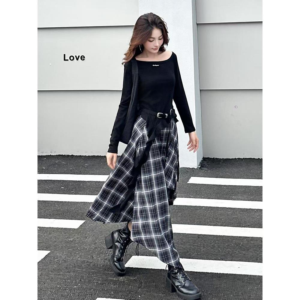 ROUMIKL时尚又酷又飒的穿搭套装女夏2025新款休闲T恤不规则半身裙