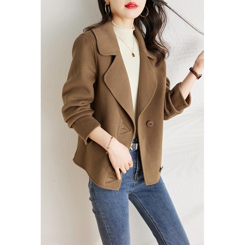 ROUMIKL春季双面呢零大衣女2025新款韩版小个子时尚气质短款外套