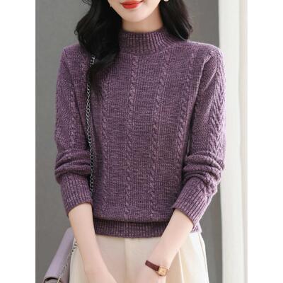 ROUMIKL半高领麻花针织衫女秋冬季2025新款加厚套头毛衣高级感内