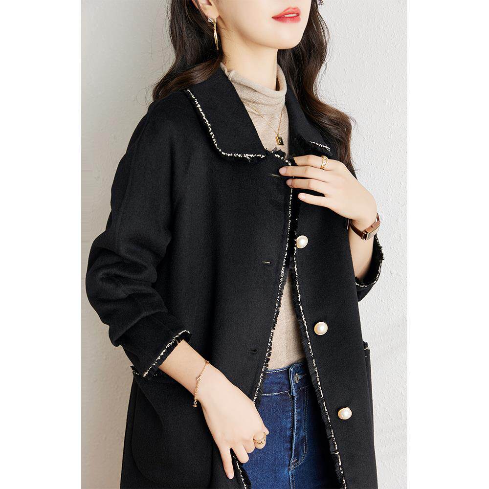 ROUMIKL春季双面呢大衣女士2025新款中长版小香风时尚高端零外套