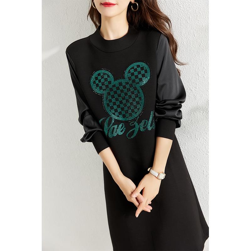 ROUMIKL卡通米奇太空洋装女春季2025新款宽松胖mm遮肉显瘦休闲厚