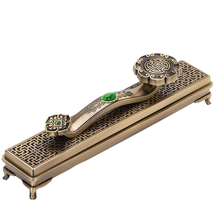 纯铜合金如意卧香炉家用室内线香香插熏香盒檀香卧炉沉香茶道摆件