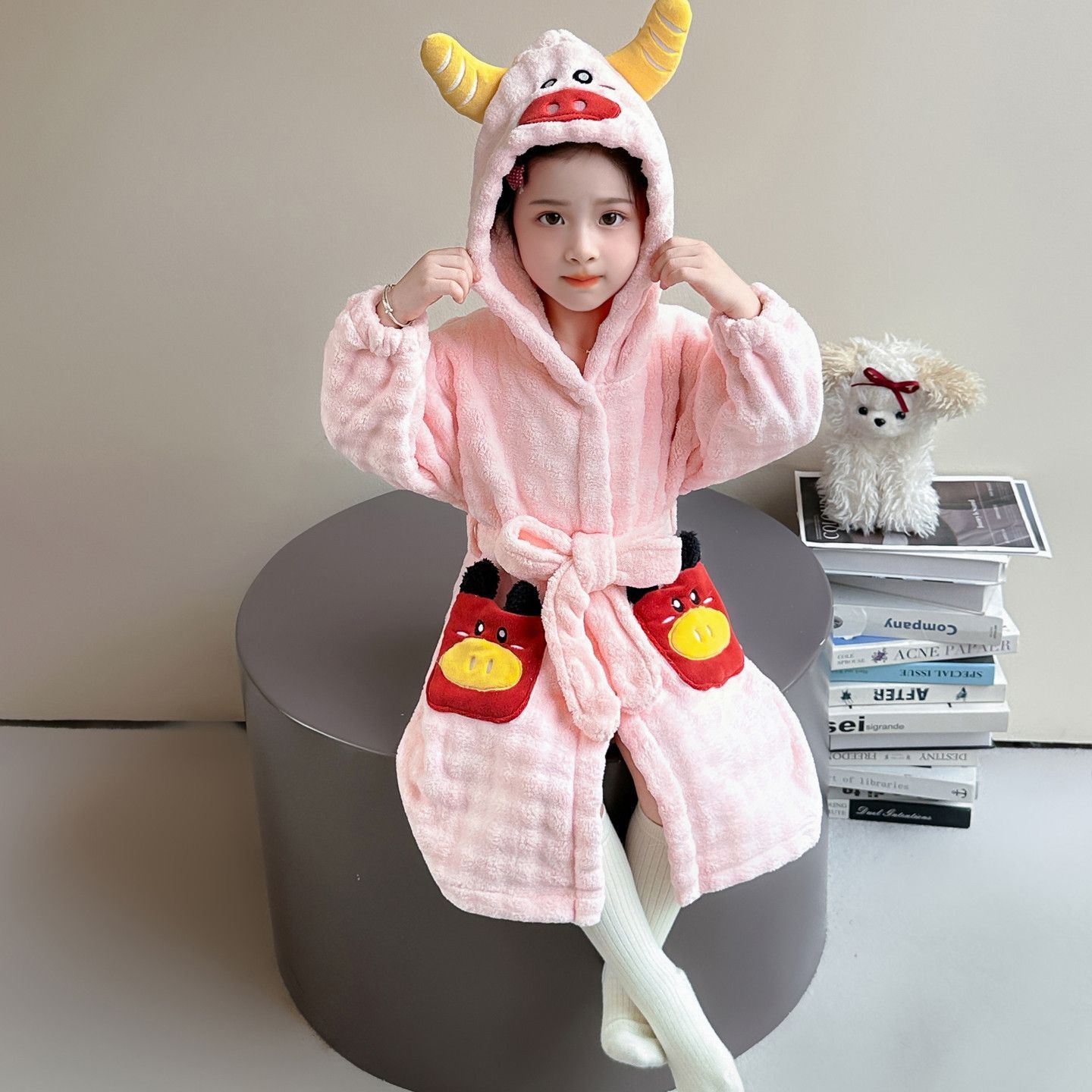 女童睡袍秋冬季法兰绒加
