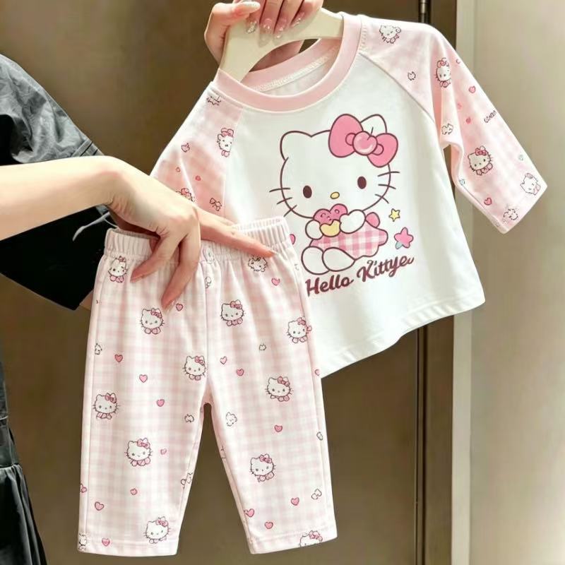 春秋儿童秋衣秋裤薄款家居服长袖宝宝卡通印花德绒男女童套装睡衣