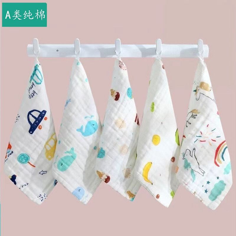 纯棉婴儿6层纱布小方巾柔
