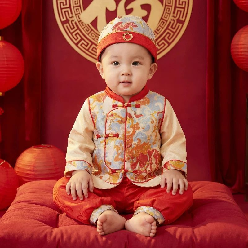 宝宝新年周岁礼服秋季套