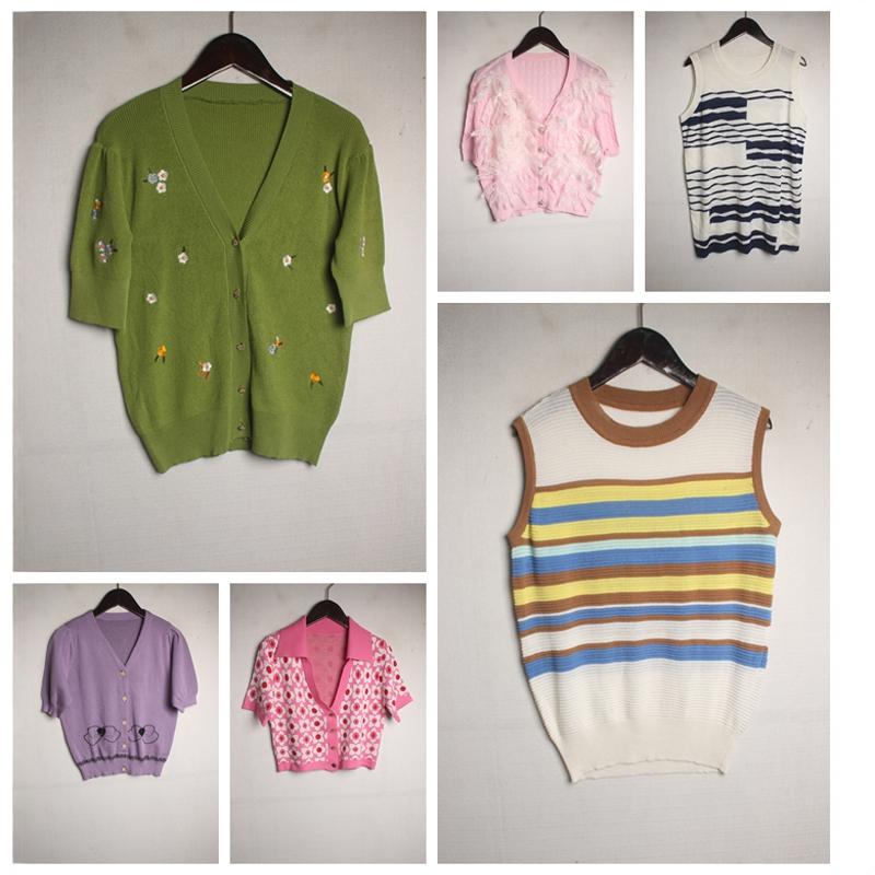 古着vintage外贸孤品针织田园春夏女装文艺尖货辣妹套头短袖2