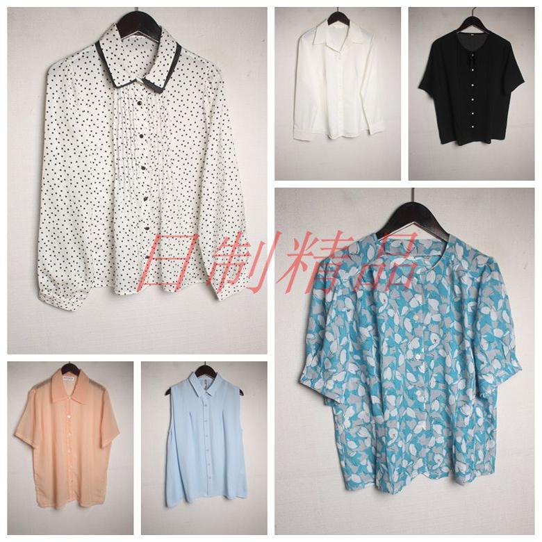 vintage日系古着复工孤品森系夏季雪纺日制小清新衬衫套头7-9J3