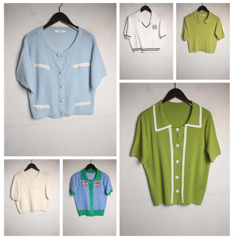 古着vintage外贸孤品针织田园春夏女装文艺尖货辣妹套头短袖1