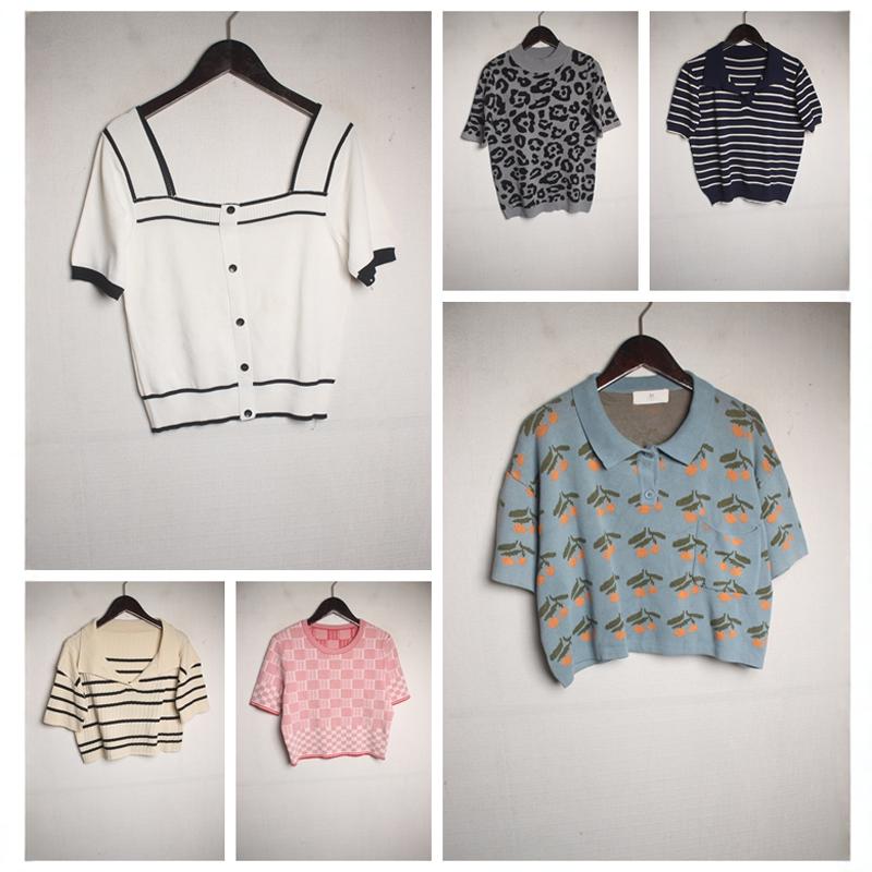 古着vintage外贸孤品针织田园春夏女装文艺尖货辣妹套头短袖4