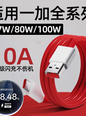 适用一加数据线67W/80W/100W超级闪充1+7/8T/10/11/12/13 Pro充电线Ace2 3v 5pro竞速版10A快充数据线加长2米