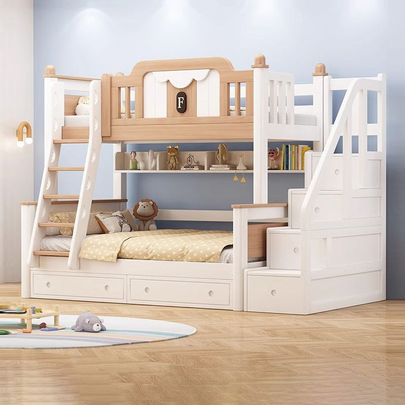 百冠环球 白蜡木高低床儿童北欧上下铺床双人实木双层分体子母床