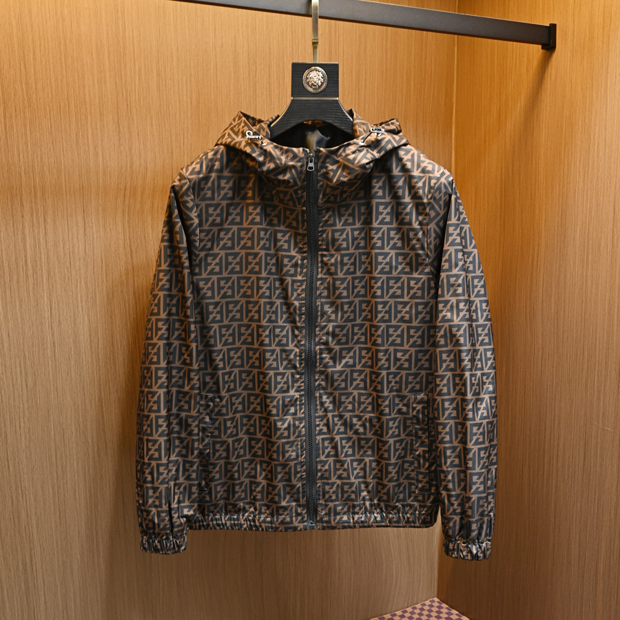 春秋季新款字母印花夹克男装欧货潮牌修身休闲高品质防风连帽外套