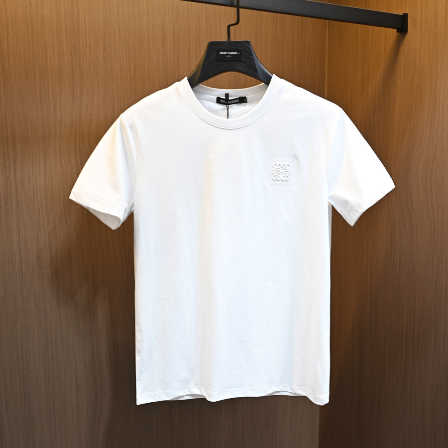 2025夏季新款丝光棉短袖T恤男装欧洲站潮牌纯色简约高品质体恤衫