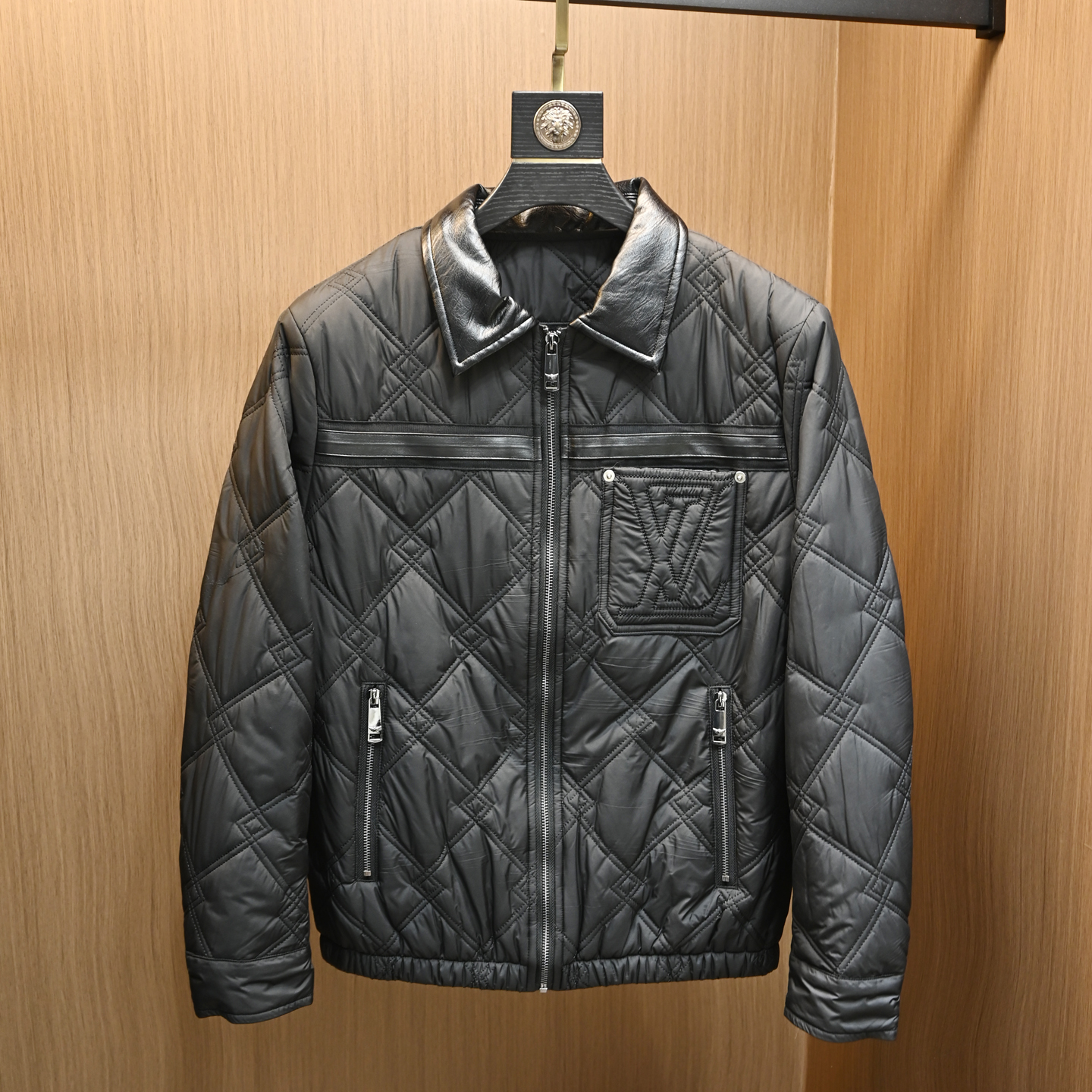 欧洲站潮牌衬衫领刺绣加绒棉服男秋冬季保暖修身青年大码棉衣外套