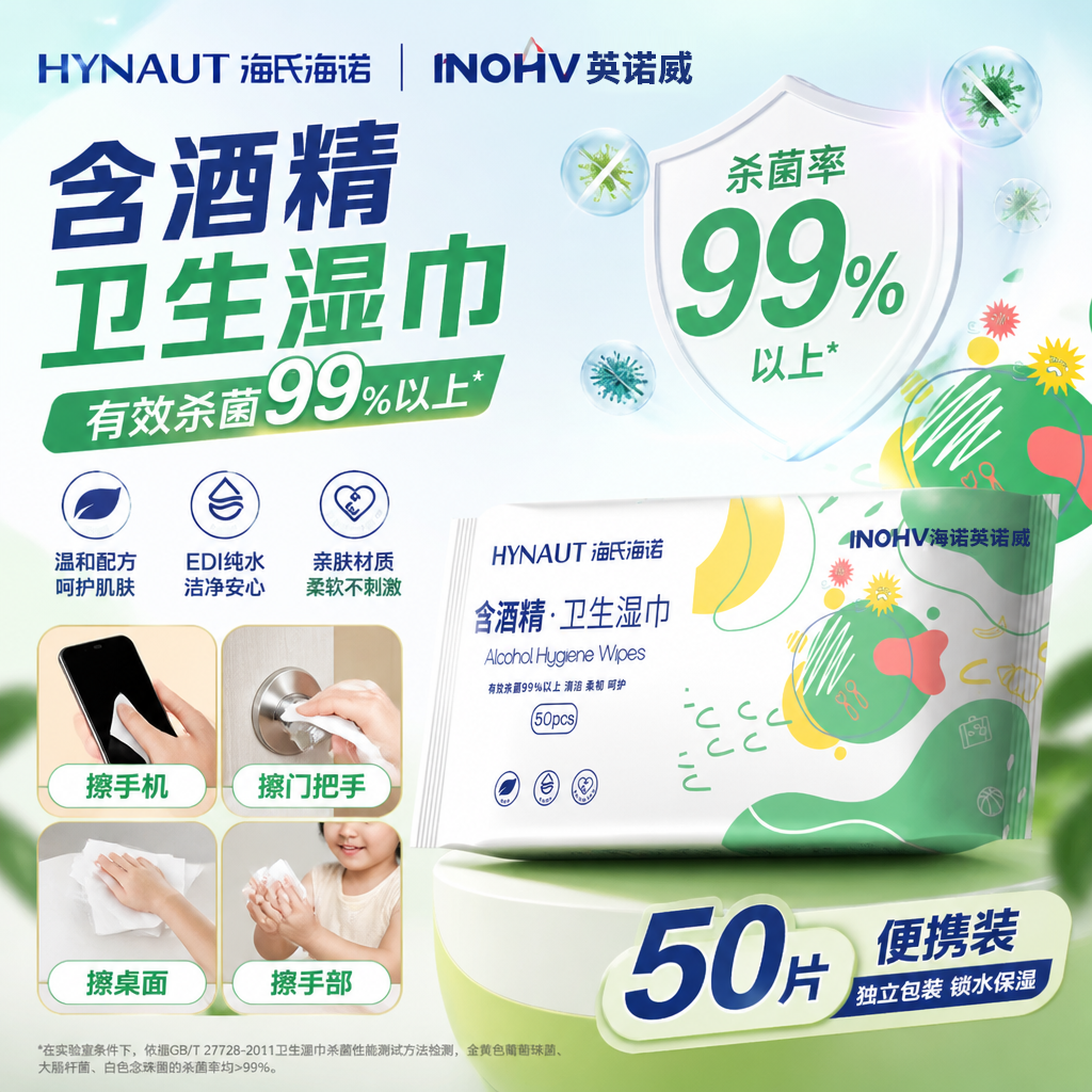 海氏海诺英诺威医用75%酒精湿巾杀菌消毒卫生湿巾加大加厚大包装