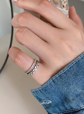 19款925银尾戒开口可调节不掉色戒指女做旧小众简约时尚小指戒