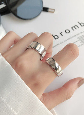 欧美个性时尚简约极简加粗加厚光面光圈开口戒指食指环潮人饰品戒