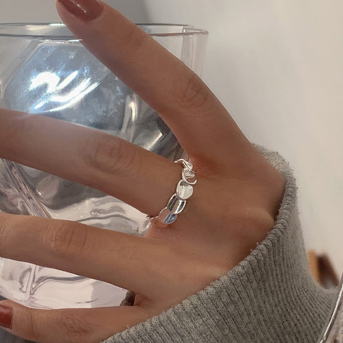 韩国几何圆片设计感ins开口戒指