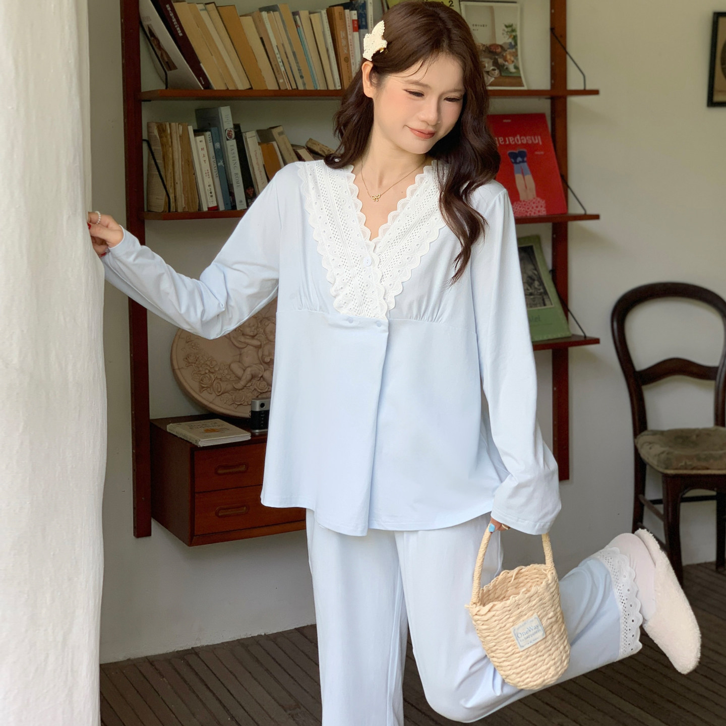 纯棉孕妇月子服不勒肚喂奶套装