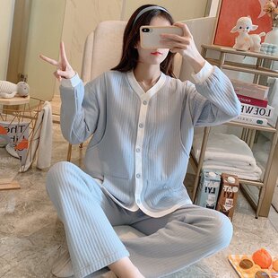 秋冬款 加厚空气棉月子服孕妇产后睡衣纯棉哺乳吸汗产妇家居服套装