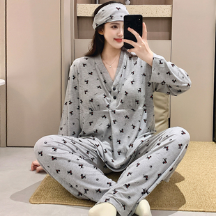 莫代尔月子服十月份九产妇产后孕妇睡衣秋自带胸垫潮妈外出哺乳衣