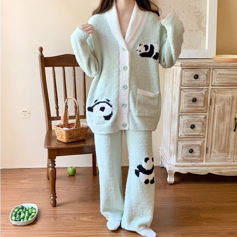 冬季加厚产后月子服法兰绒哺乳家居服半边绒孕期产妇孕妇睡衣套装
