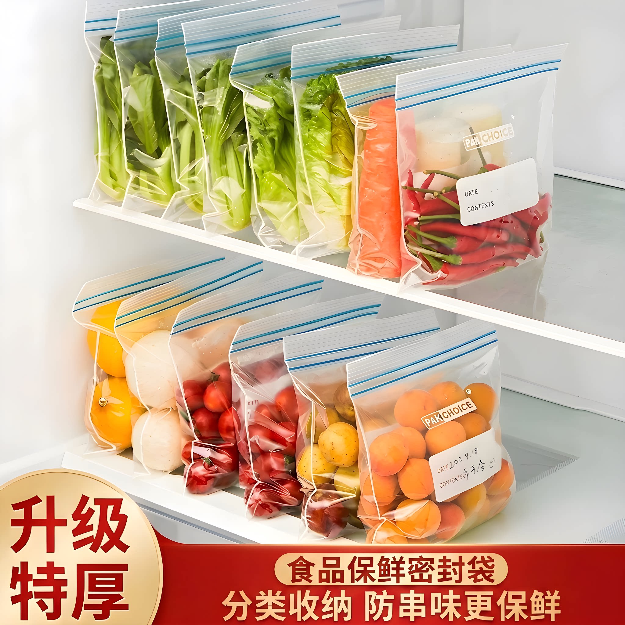 【可反复使用】保鲜袋子食品级密封袋自封袋保鲜膜冰箱冷冻加厚