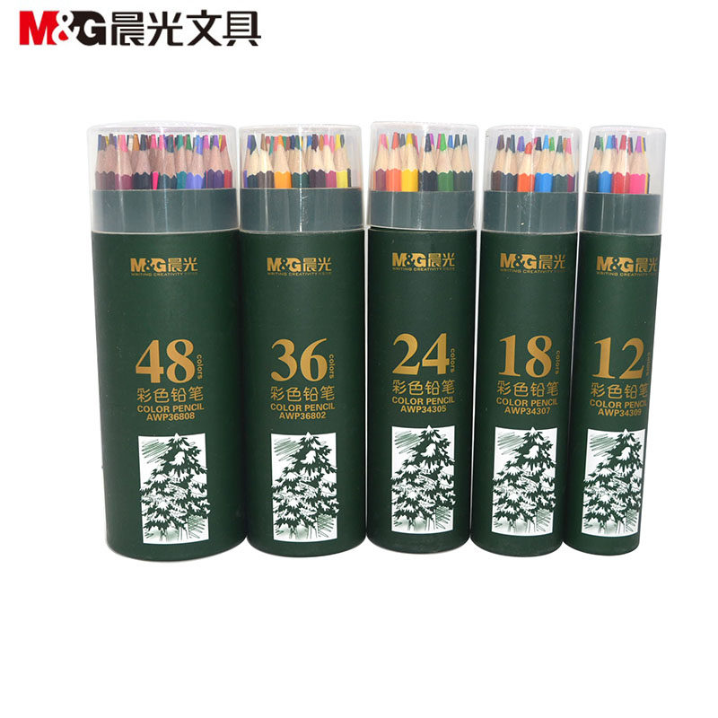 晨光彩色铅笔 12/18/24/36/48色 彩铅学生文具绘画铅笔 筒装填色手绘