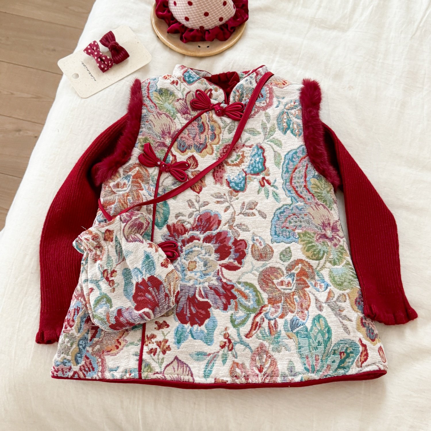 女童国风连衣裙2026冬季新年洋气拜年服流苏盘扣改良旗袍背心裙,童装/婴儿装/亲子装,连衣裙,淘宝优惠券,粉丝福利购,淘宝优惠卷