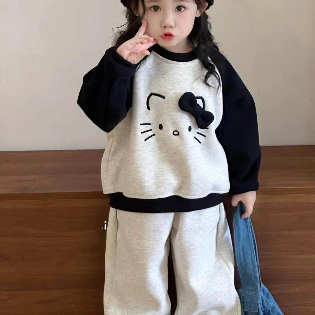 女童卡通小动物图案冬装加绒卫衣+束脚裤24新款幼儿园宝宝运动套,童装/婴儿装/亲子装,套装,淘宝优惠券,粉丝福利购,淘宝优惠卷