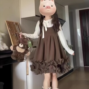 内搭上衣两件套装 秋冬季 背心背带连衣裙女学生 甜美可爱无袖 新款