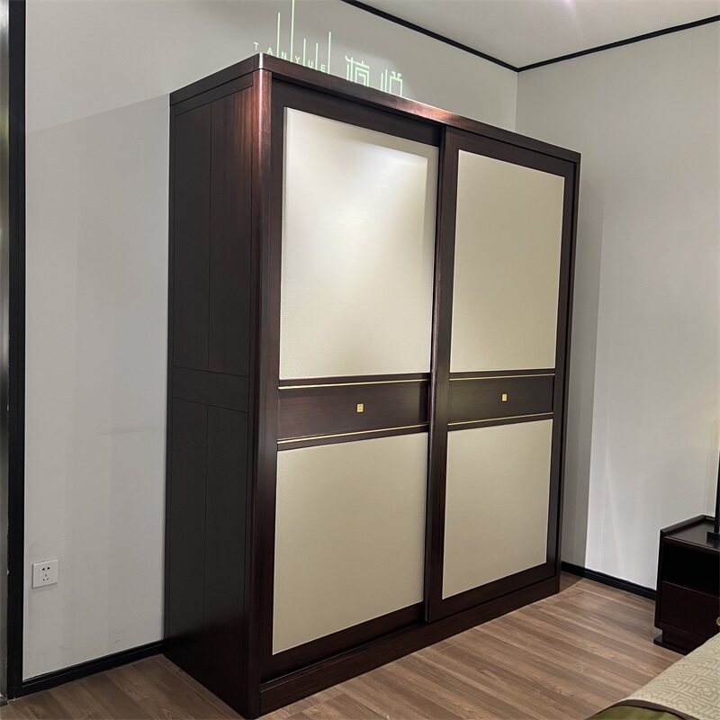 南洋胡氏 鸿运 新中式黑檀木ha9932推拉门衣柜 1882*621*2200