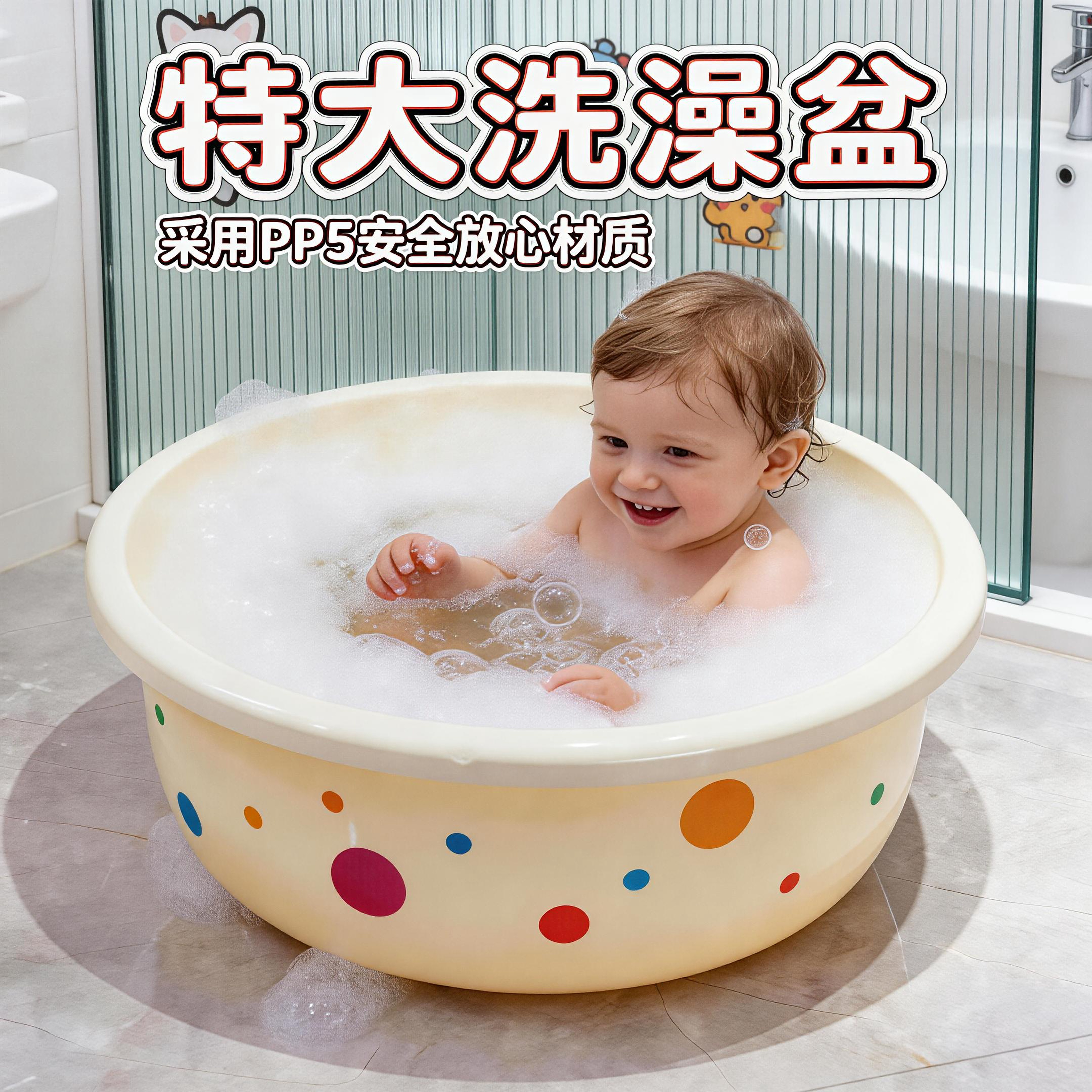 宝宝洗澡盆加厚儿童成人洗脚盆特大号圆形家用洗衣洗脸盆2026新款
