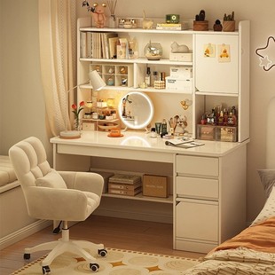 梳妆台书桌一体卧室简约现代化妆桌子电脑桌置物架主卧化妆台书架