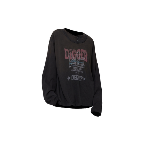 DIGGER主题印花双领长袖T