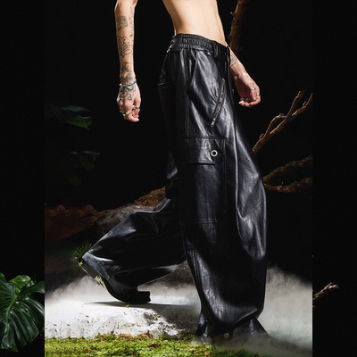 蝶·廓形立体锥形皮裤