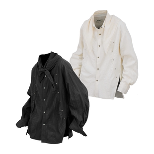 RELABEL 赠送方巾涟漪解构撞钉下摆开合多形态双色衬衣 梦褶