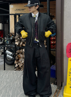 RELABEL 空间关系（场域）原色双宽褶剑道水洗廓形牛仔裤