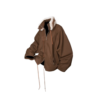 RELABEL 空间关系（围场）可拆毛领双色蝙蝠袖布面廓形抽绳夹克